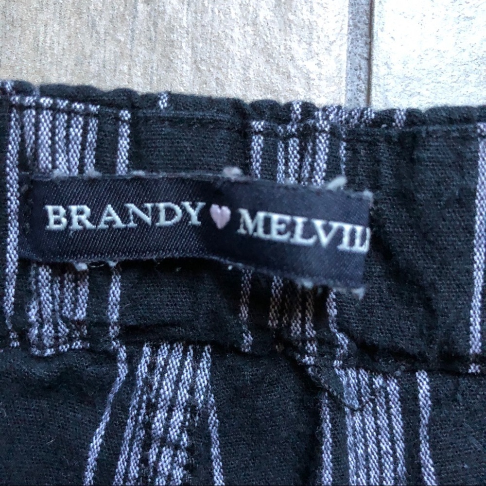 Brandy melville black and white variegated striped cropped ankle pants. Size OS - Picture 7 of 7